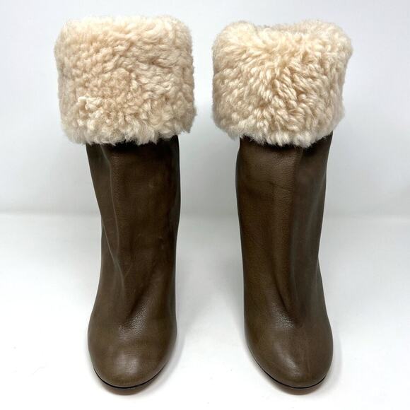 Isabel Marant Lafkee Shearling‑Lined Leather Wedge Boots, Size 40 - Picture 4 of 12